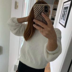 Cute Fuzzy Open Back Sweater